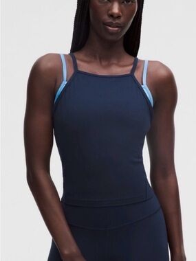 NWT Lululemon Align Layered High Neck Tank in Club Blue and Ocean Wave Size 0
